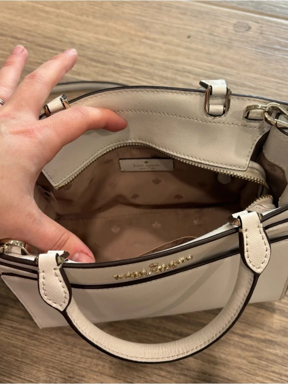 Kate Spade Staci Cameron Small Satchel Crossbody Parchment White - Picture 3 of 12